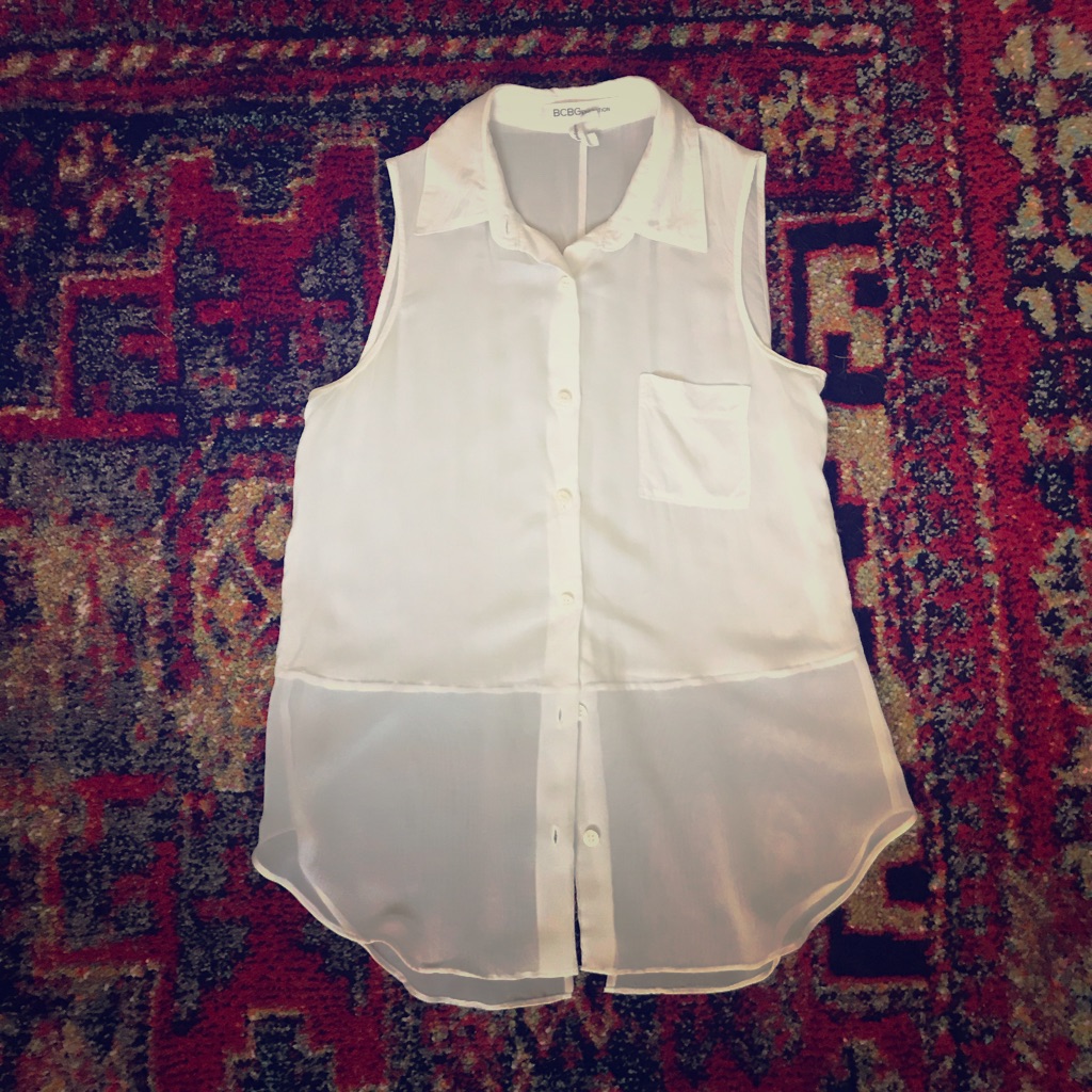 Bcbgeneration Sheer Open Back Button Down